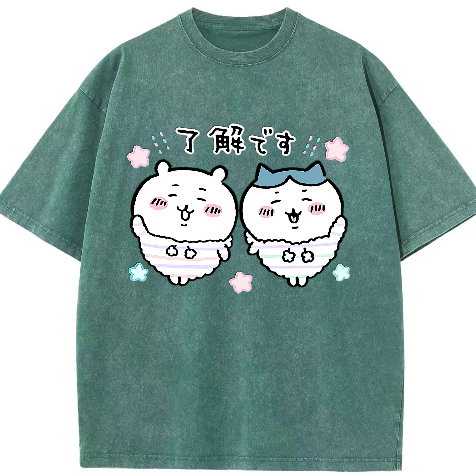 （画像用） ちいかわ ハチワレ Chii-kawa hachiware 綿100% ヴィンテージ風 半袖Tシャツ（フロントプリント）